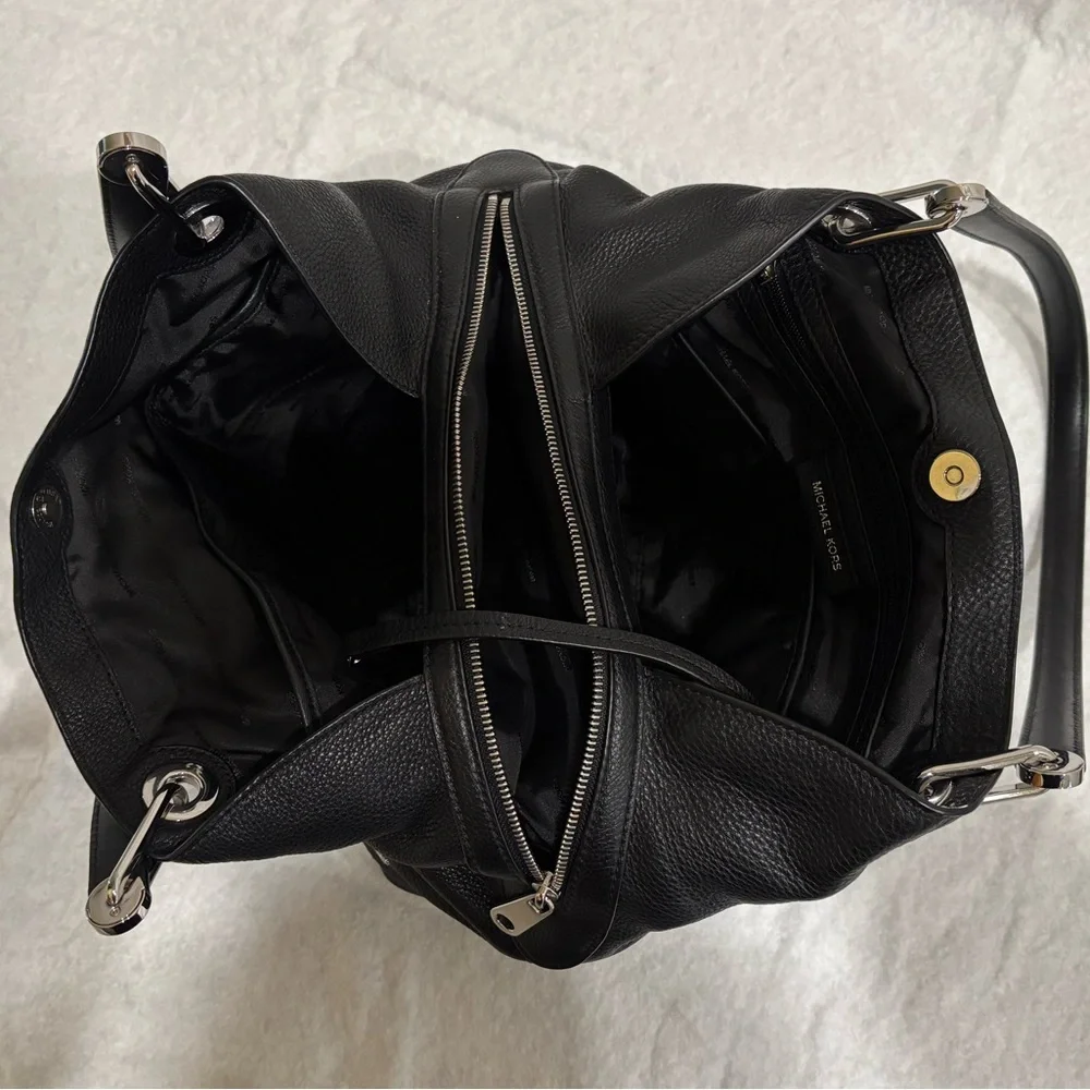 MICHAEL KORS | Floral Stud Raven Black Shoulder Bag - Picture 8 of 10